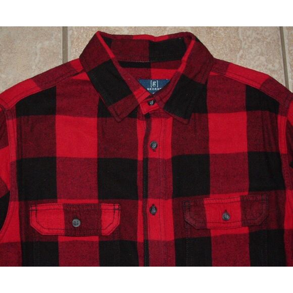 Mens Sz Medium (38-40) Buffalo Plaid Button Up Soft Flannel Long Sleeve Shirt - Picture 2 of 3